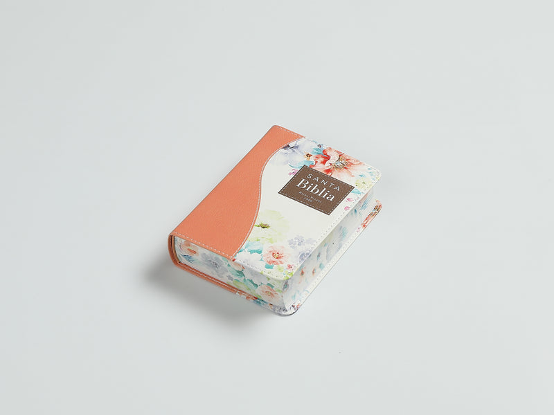Cargue la imagen en el visor de la galería, Biblia de Bolsillo RVR 1960, imitación piel naranja flores
