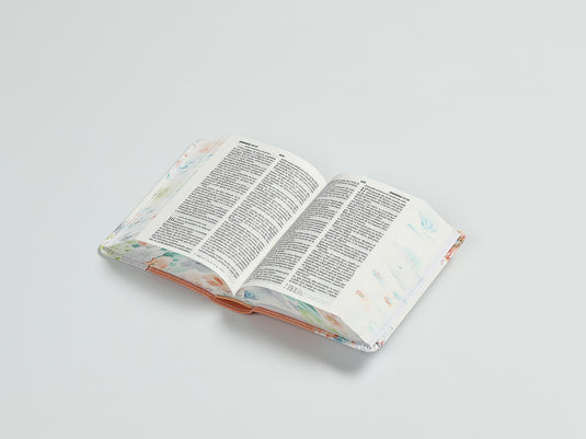 Biblia de Bolsillo RVR 1960, imitación piel naranja flores