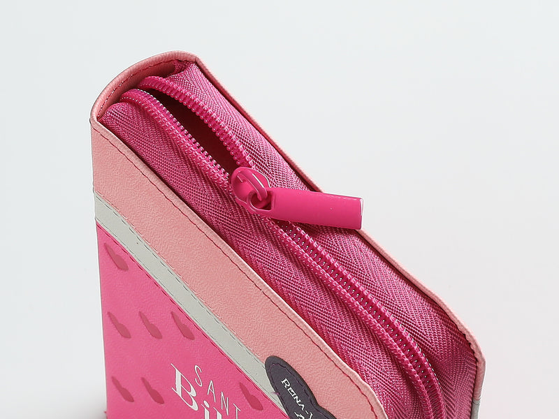 Cargue la imagen en el visor de la galería, Biblia de Bolsillo RVR 1960, Cierre zíper, imitación piel tonos rosados con Corazones
