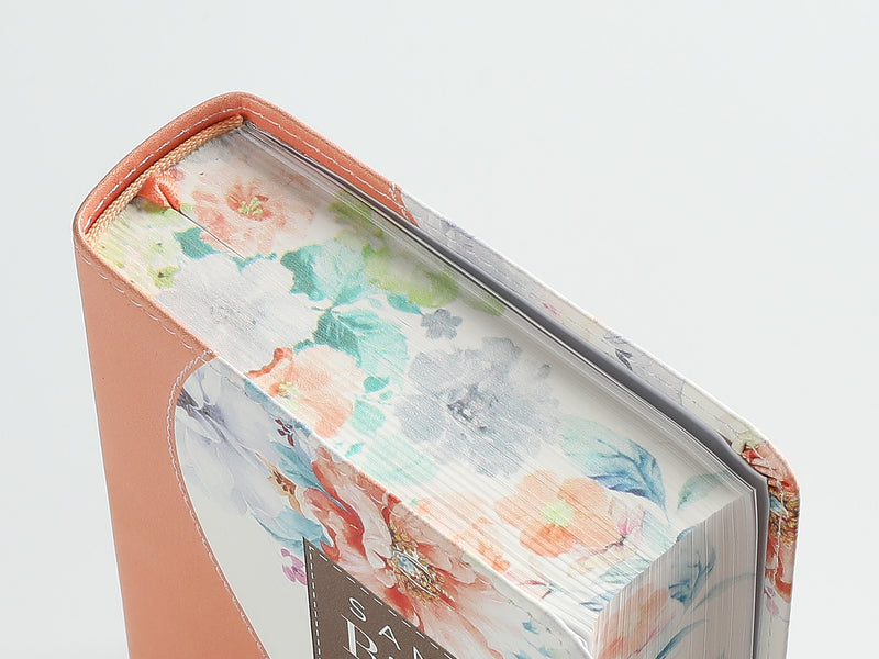 Cargue la imagen en el visor de la galería, Biblia de Bolsillo RVR 1960, imitación piel naranja flores
