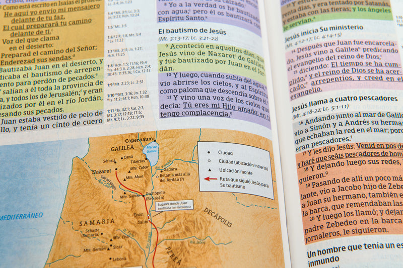 Cargue la imagen en el visor de la galería, Biblia de Estudio Arcoíris RVR 1960, tapa dura multicolor
