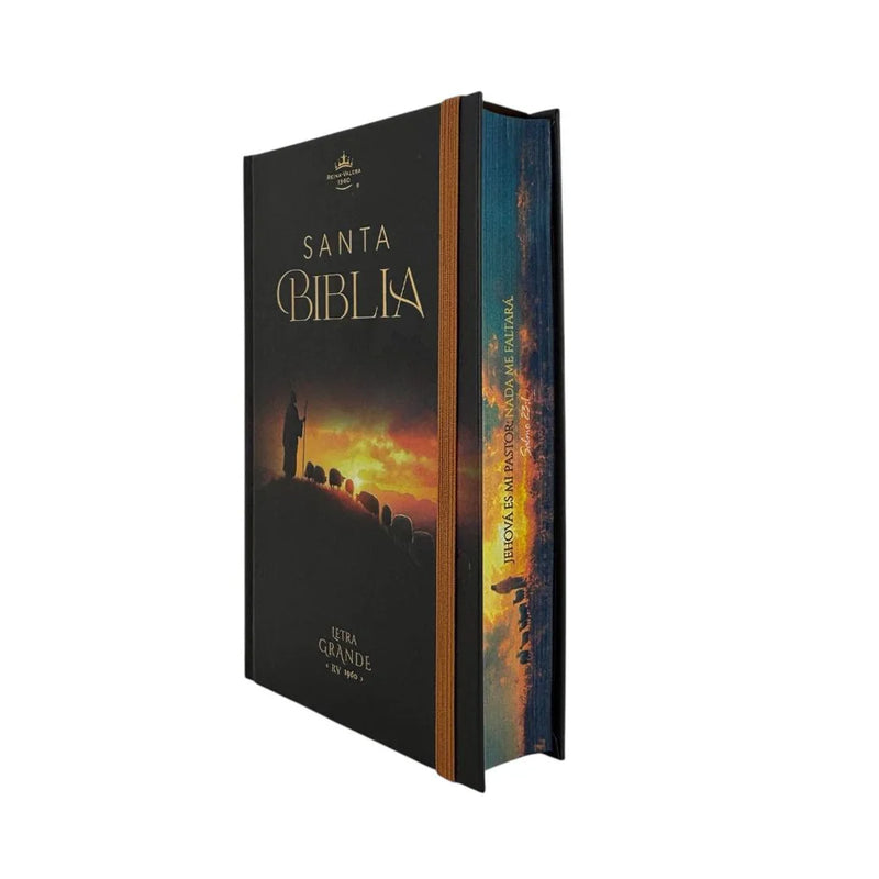 Cargue la imagen en el visor de la galería, Biblia RVR 1960, Tamaño Manual, Letra Grande, tapa dura con elástico Pastor
