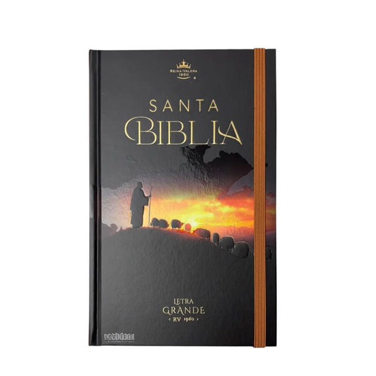 Biblia RVR 1960, Tamaño Manual, Letra Grande, tapa dura con elástico Pastor