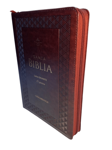 Cargue la imagen en el visor de la galería, Biblia RVR 1960, Letra Gigante, Cierre zíper, con índice, imitación piel café
