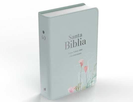 Biblia RVR 1960, Letra Súper Gigante, imitación piel menta flores