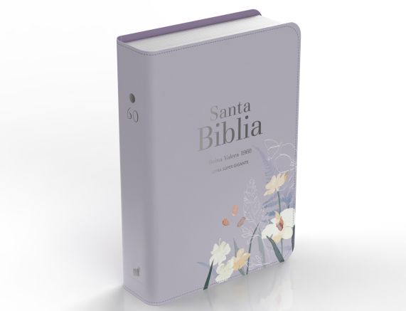 Cargue la imagen en el visor de la galería, Biblia RVR 1960, Letra Súper Gigante, imitación piel lavanda flores
