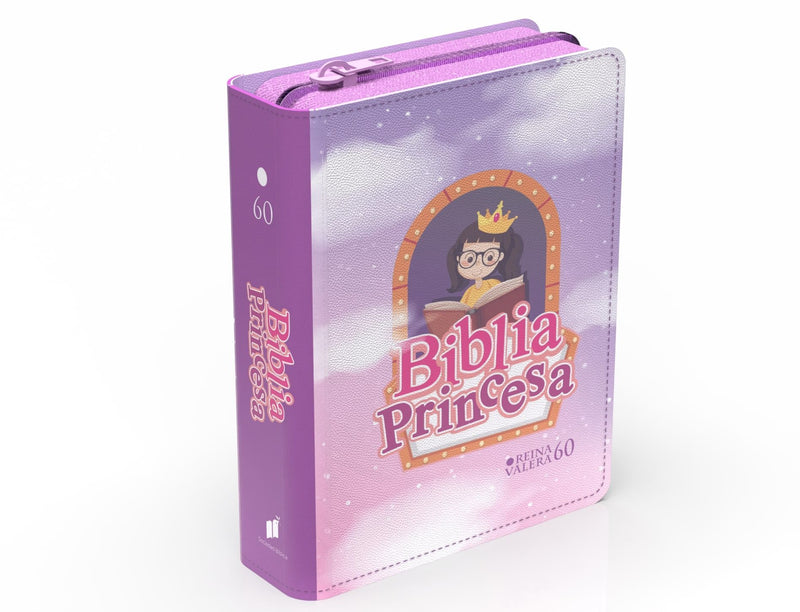 Cargue la imagen en el visor de la galería, Biblia de bolsillo RVR 1960 para niñas, Cierre Zíper, imitación piel Princesa
