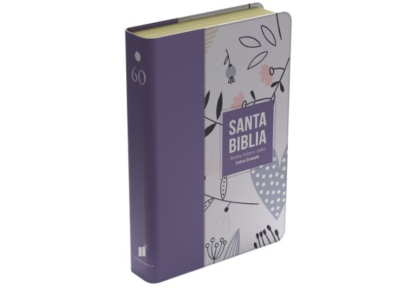 Cargue la imagen en el visor de la galería, Biblia RVR 1960, Tamaño manual, Letra Grande, imitación piel lila corazón

