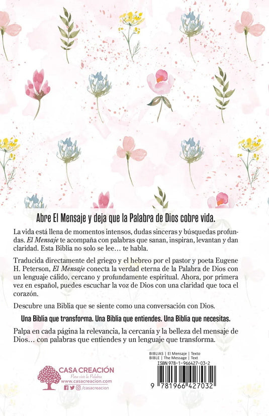 Biblia El Mensaje, Tapa dura Rosa Floral