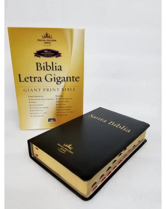 Biblia RVR 1960, Letra Gigante, Piel fabricada negra