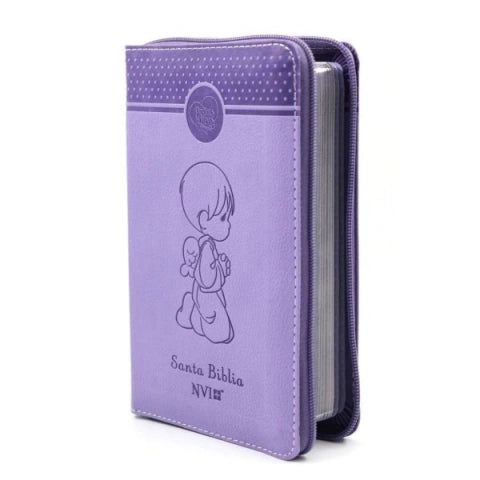 Santa Biblia Precious Moments NVI Angelitos, Cierre Zíper morada