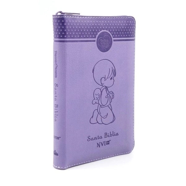 Cargue la imagen en el visor de la galería, Santa Biblia Precious Moments NVI Angelitos, Cierre Zíper morada

