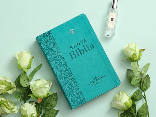 Biblia RVR 1960, Letra Súper Gigante, imitación piel turquesa