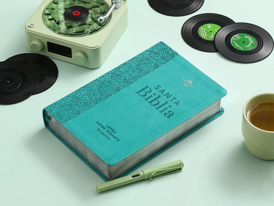Biblia RVR 1960, Letra Súper Gigante, imitación piel turquesa