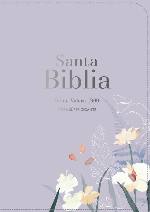 Biblia RVR 1960, Letra Súper Gigante, imitación piel lavanda flores