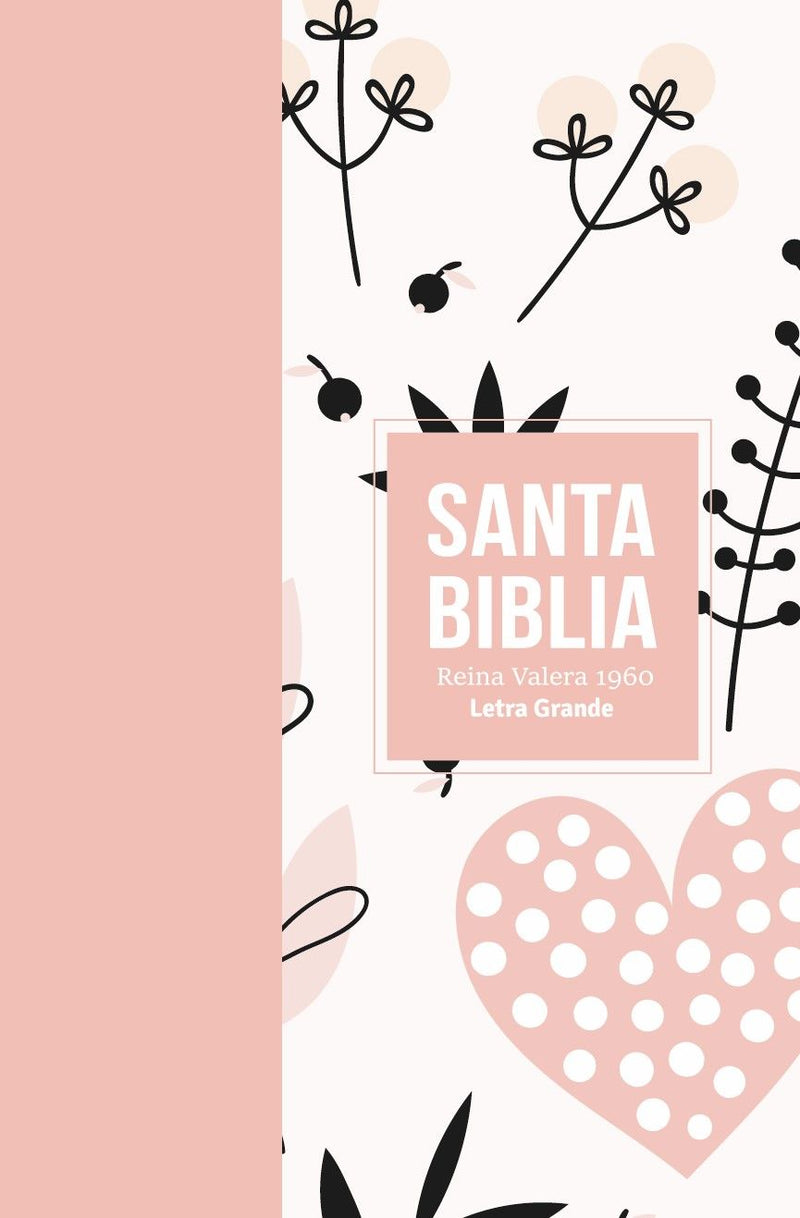 Cargue la imagen en el visor de la galería, Biblia RVR 1960, Tamaño manual, Letra Grande, imitación piel rosa claro corazón
