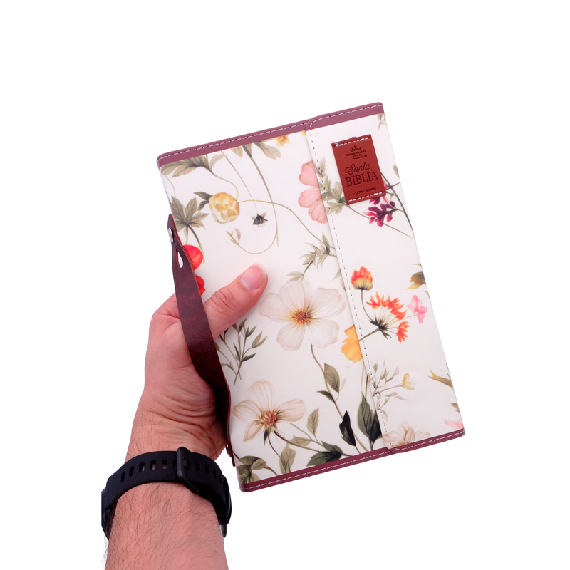 Cargue la imagen en el visor de la galería, Biblia RVR 1960, Letra Grande, agarradera, cierre magnético, imitación piel flores otoñales

