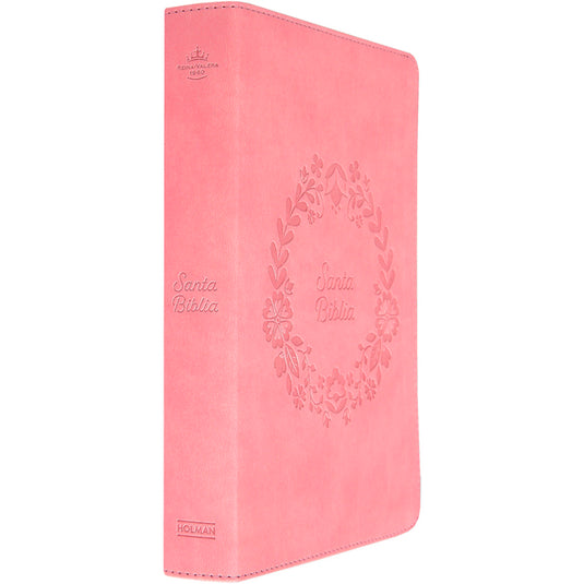 Santa Biblia RVR 1960 para regalos y premios, símil piel rosa