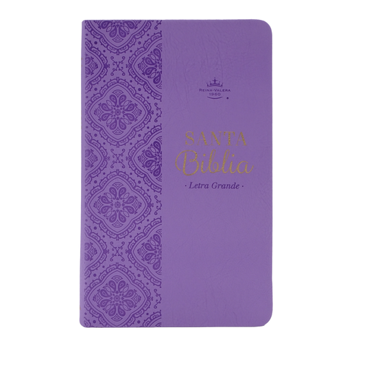 Biblia RVR 1960, Tamaño manual, Letra Grande, imitación piel lila