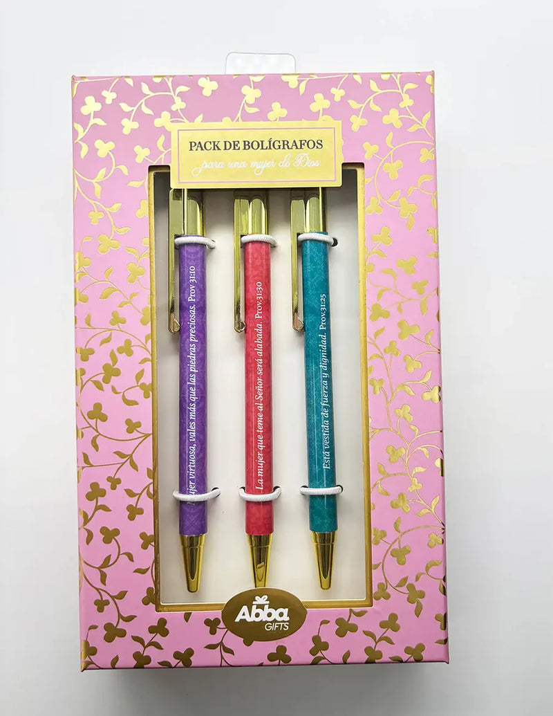 Cargue la imagen en el visor de la galería, Set de 3 Lapiceros Mujer de Dios
