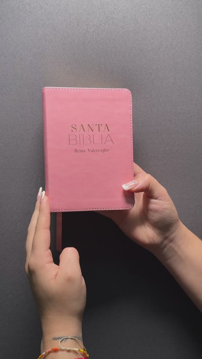 Cargar y reproducir video en Gallery Viewer, Biblia RVR 1960, Tamaño Bolsillo, imitación piel rosada
