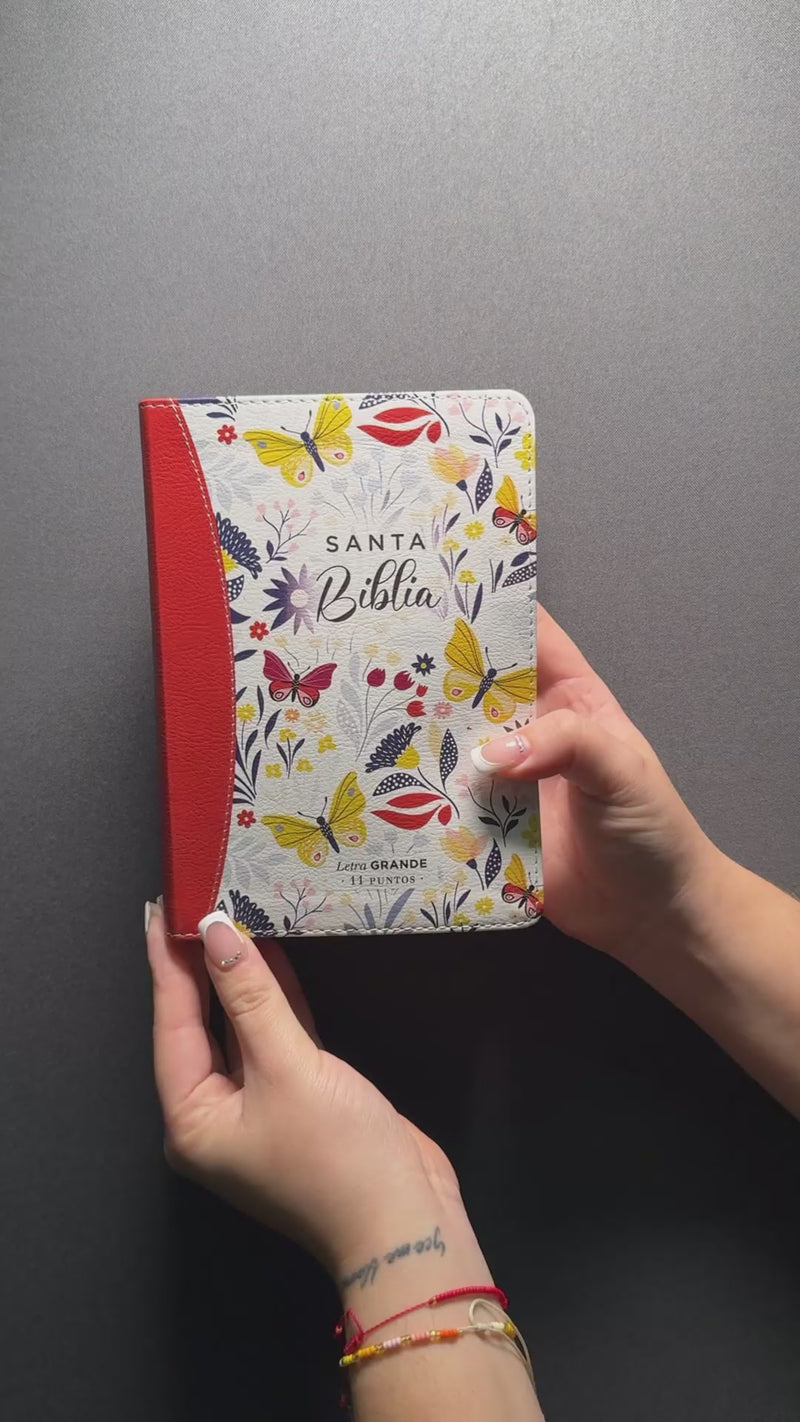 Cargar y reproducir video en Gallery Viewer, Biblia RVR 1960, Tamaño portátil, Letra Grande, imitación piel naranja primaveral
