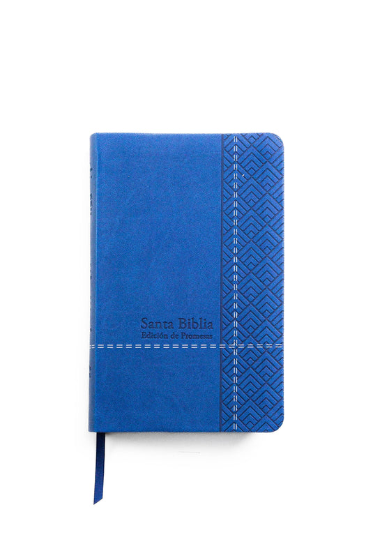 Biblia de Promesas RVR 1960, Tamaño Manual, Letra Grande, piel especial azul