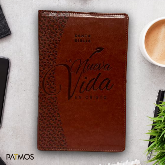 Santa Biblia La Nueva Vida en Cristo NVI, Cierre zíper, Símil Piel café