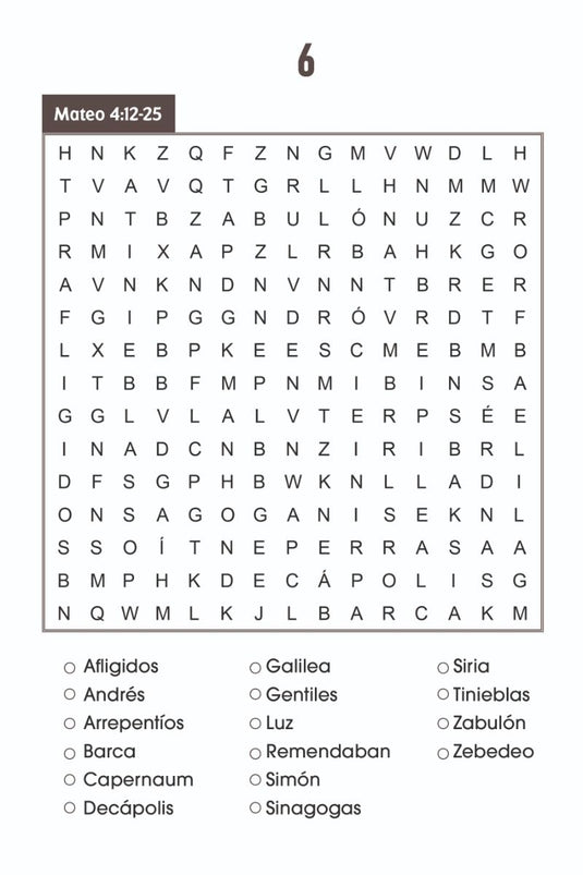 Sopa de letras de la Biblia, Letra Grande, Libro 1